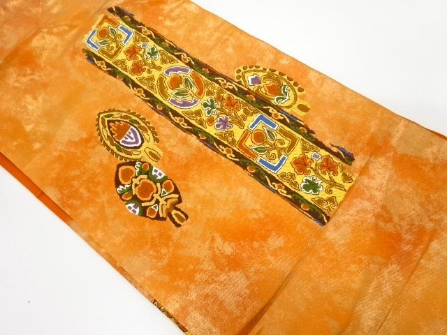 更紗模様織り出し名古屋帯